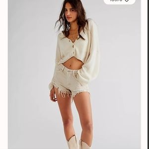 Free PEOPLE Good Vibrations Boho Shorts in Fresh Cream